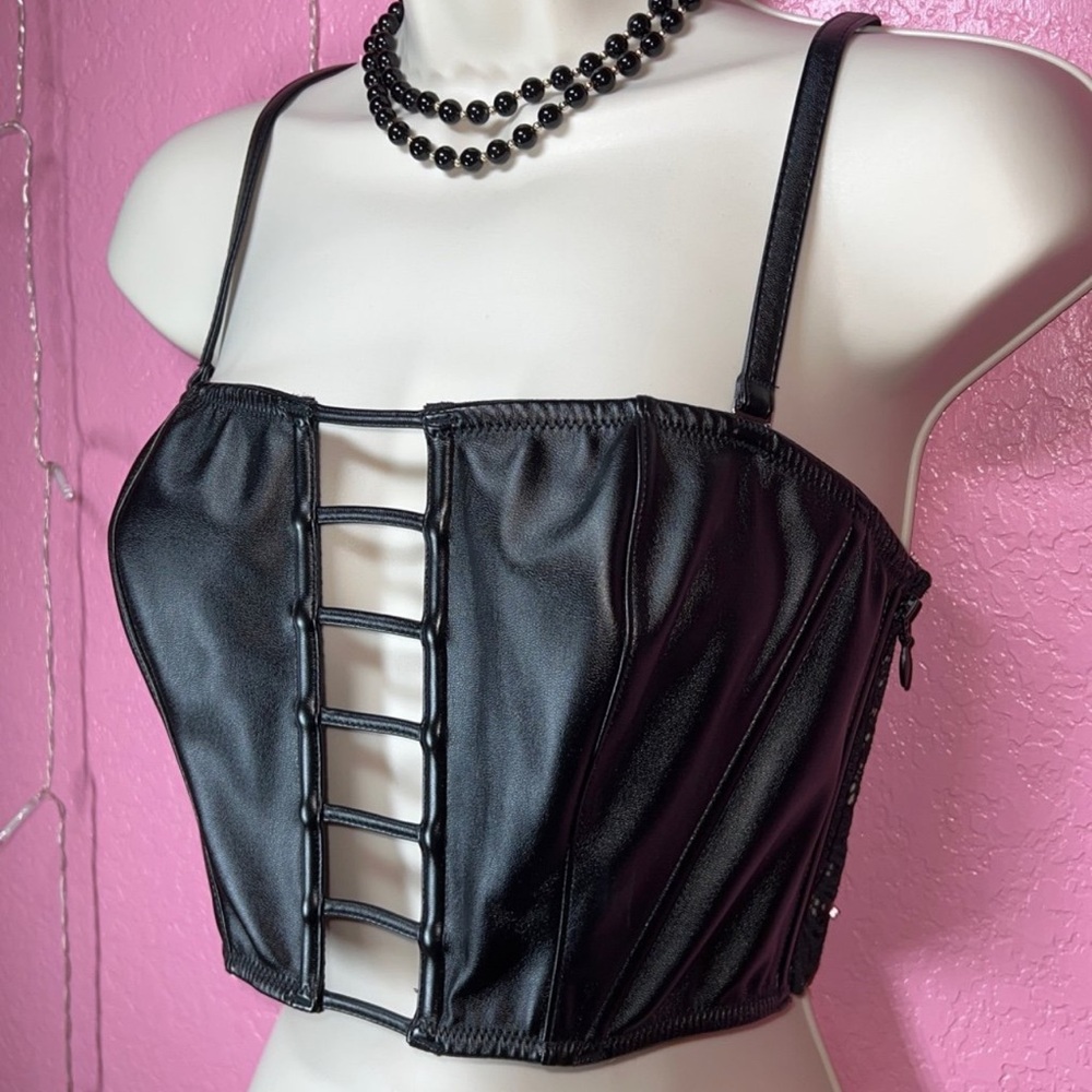 Victoria's Secret Black Sleeveless Bustier Crop Top